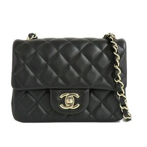 Chanel Mini Classic Handbag A35200 Matelasse Lambskin Black Chien